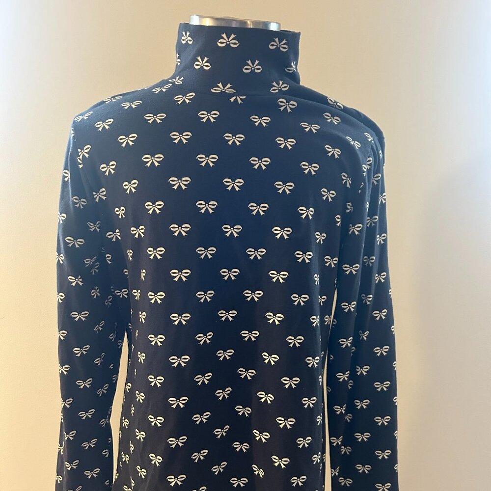 Maeve Anthropologie Bow Printed Mock Neck Top Large NWT